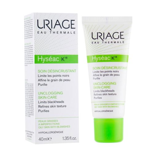 Легка кераторегулювальна емульсія для обличчя Uriage Hyseac K18 Unclogging Skin-Сare для жирної шкіри, 40 мл