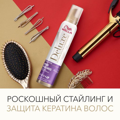 Мус для тонкого волосся WELLA Deluxe Pure Fulness Об'єм, суперсильна фіксація, 200 мл