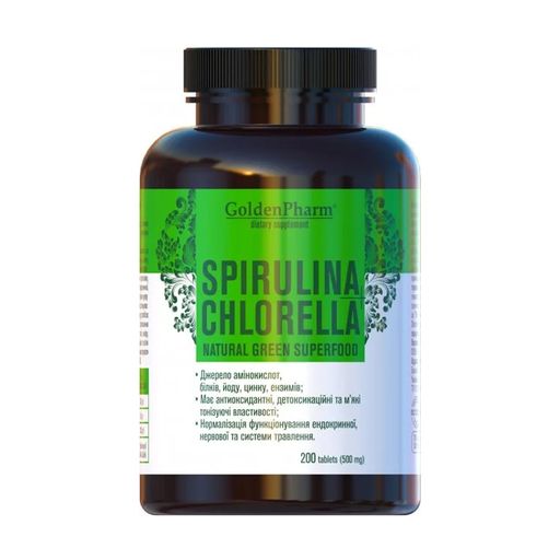 Спирулина + Хлорелла Golden Pharm, 200 таблеток