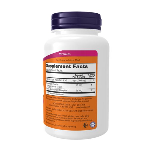 Вітамін C NOW Foods С-1000 з шипшиною + біофлавоноїди, 100 таблеток