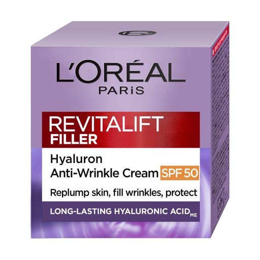 Дневной крем-уход для лица L'Oreal Paris Revitalift Filler (HA) Deep Replumping Anti-Ageing Cream, SPF 50, 50 мл