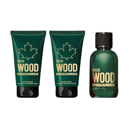 Парфумований набір чоловічий Dsquared2 Green Wood (туалетна вода, 50 мл + бальзам після гоління, 50 мл + гель для душу, 50 мл)