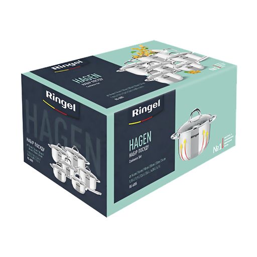 Набор посуды Ringel Hagen RG-6005 (ковш, 1.15 л, + кастрюли: 1.9 л, 2.6 л, 3.6 л, 4.35 л, 6.1 л)