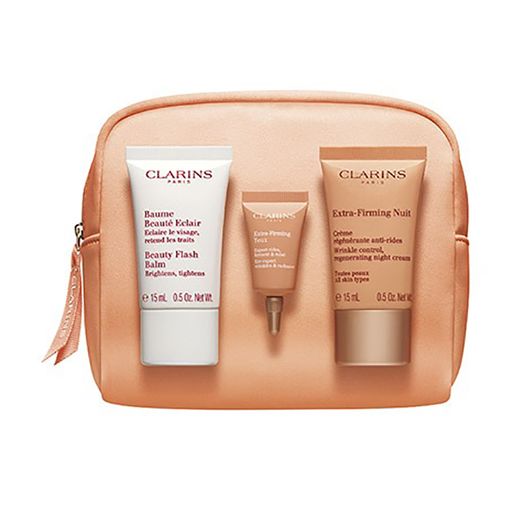 Набор Clarins Extra-Firming Set (бальзам, 15 мл + сыворотка для глаз, 3 мл + ночной крем, 15 мл + косметичка)