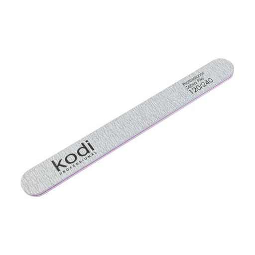 Пилка для ногтей Kodi Professional 142, 120/240 грит, прямая, светло-серая, 178*19*4 мм