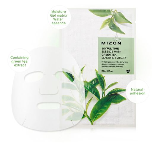 Тканевая маска для лица Mizon Joyful Time Essence Mask Green Tea с экстрактом зеленого чая, 23 г
