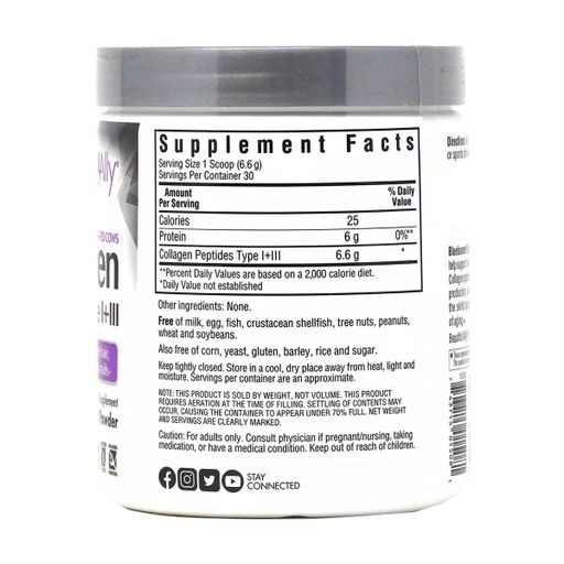 Коллаген 1 и 3 типа Bluebonnet Nutrition Beautiful Ally Collagen Type I + III в порошке, 198 г