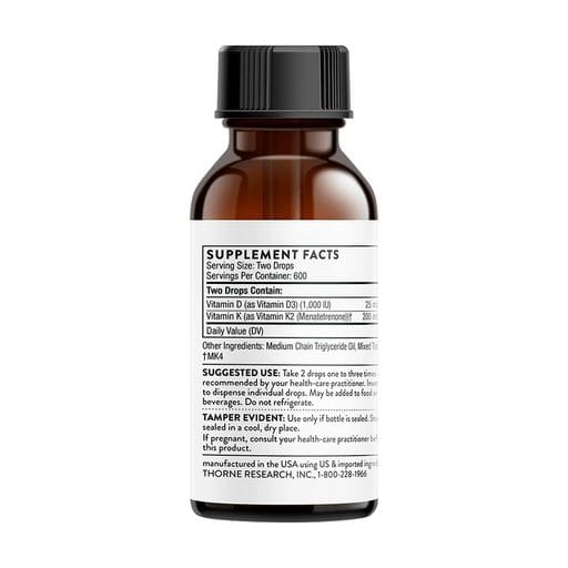 Вітамін Д та K2 Thorne Research Vitamin D/K2, 30 мл