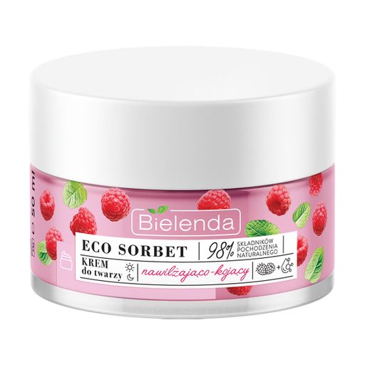 Зволожувальний та заспокійливий крем для обличчя Bielenda Eco Sorbet Moisturizing & Soothing Face Cream з екстрактом малини, 50 мл