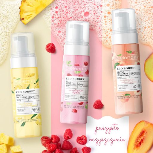 Увлажняющая и питательная мицеллярная пенка для умывания лица Bielenda Eco Sorbet Face Wash Foam с экстрактом персика, 150 мл