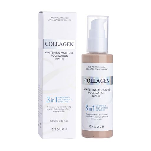 Тональна основа для обличчя Enough 3in1 Collagen Whitening Moisture Foundation SPF 15 з колагеном, для сяйва шкіри, 100 мл