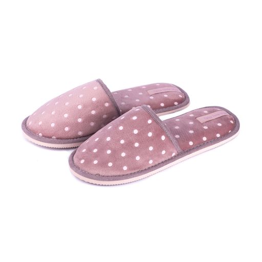 Женские комнатные тапочки Twins HS-OZ закрытые, велюровые в горох