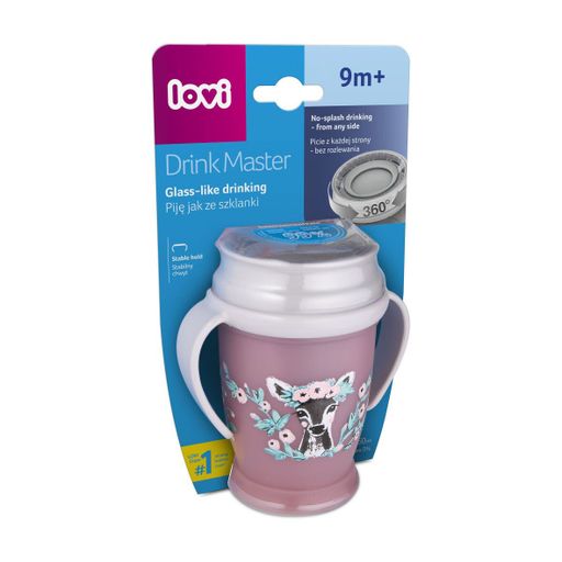 Дитяча кружка-поїльник LOVI 360 Drink Master Wild Soul Girl з ручками, від 9 місяців, рожева, 250 мл (1/604new)