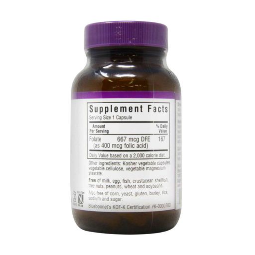 Фолієва кислота Bluebonnet Nutrition Folic Acid 400 мкг, 90 капсул