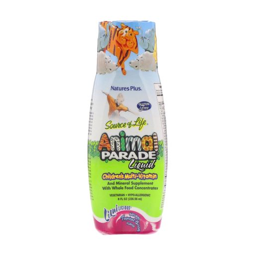 Дитячі мультивітаміни NaturesPlus Animal Parade зі смаком тропічних фруктів, в рідині, 236 мл