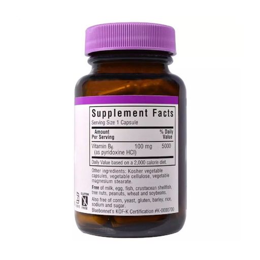 Витамин B6 Bluebonnet Nutrition Vitamin B6, 100 мг, 90 капсул