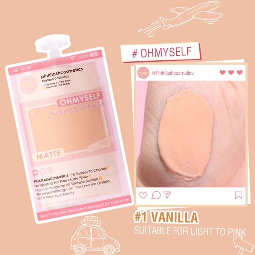 Тональная основа для лица Pinkflash Lasting Matte Mini Foundation, 5 мл (миниатюра)