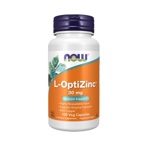 L-ОптиЦинк NOW Foods L-OptiZinc 30 мг, 100 капсул