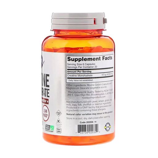 Моногідрат креатину NOW Foods Creatine Monohydrate 750 мг, 120 капсул