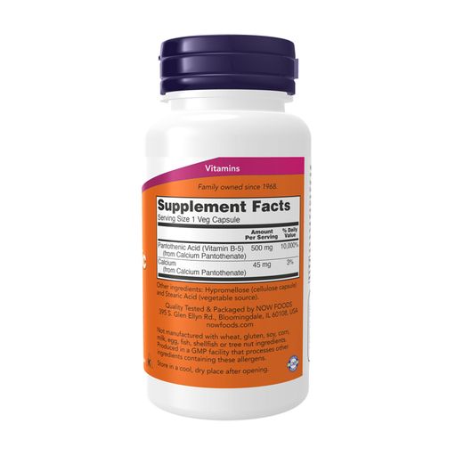 Пантотеновая кислота Витамин B5 NOW foods Pantothenic Acid Vitamin B5, 500 мг, в капсулах