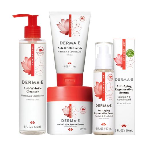 Набір для обличчя Derma E Anti Wrinkle (засіб для вмивання, 175 мл + скраб для обличчя, 113 г + крем для обличчя, 133 г + сироватка для обличчя, 60 мл)
