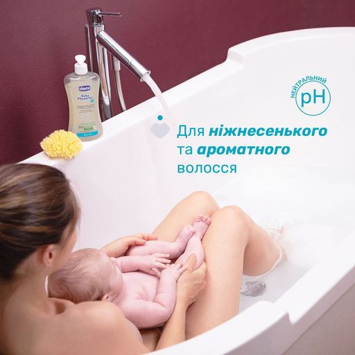 Детский шампунь-гель 2 в 1 для волос и тела Chicco Baby Moments Без слез