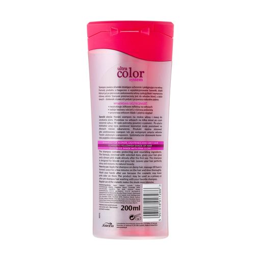 Шампунь Joanna Ultra Color System Shampoo Розовый, для осветленных и седых волос, 200 мл