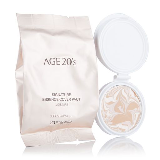 Увлажняющий тональный кушон для лица AGE 20's Signature Essence Cover Pact Moisture SPF 50+ PA+++, 14 г (+ сменный блок, 14 г)