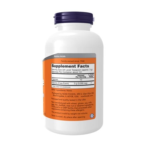 Глицин NOW foods Glycine Pure Powder 3000 мг, в порошке, 454 г