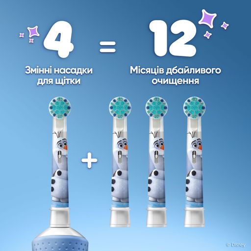 Змінні насадки для дитячої електричної зубної щітки Oral-B Kids Frozen II від 3 років, 4 шт