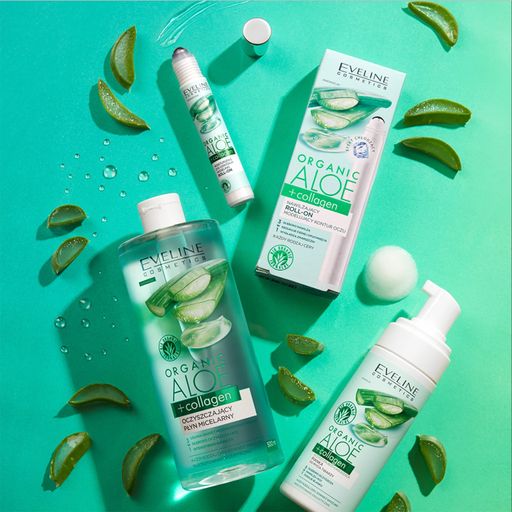 Уценка! Очищающая мицеллярная вода Eveline Cosmetics Organic Aloe + Collagen, 500 мл