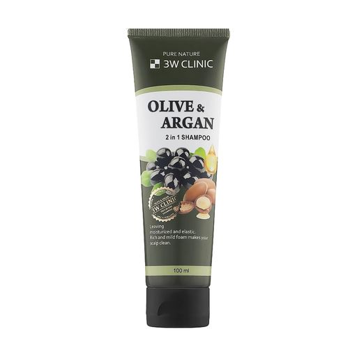 Шампунь для повреждённых волос 3W Clinic Olive & Argan 2 in 1 Shampoo с маслами арганы и оливы