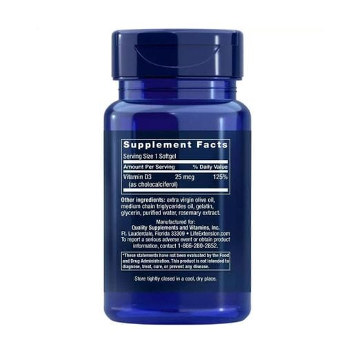 Витамин Д3 Life Extension Vitamin D3 1000 МЕ, 25 мкг, в желатиновых капсулах