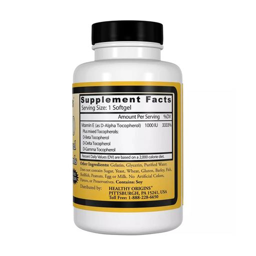 Витамин E Healthy Origins Vitamin Е, 1000 МЕ, 60 желатиновых капсул