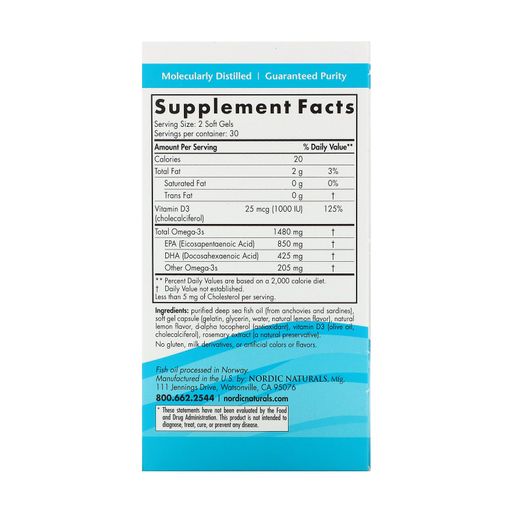 Риб'ячий жир Nordic Naturals Ultimate Omega Xtra Lemon 1480 мг, зі смаком лимона, 60 капсул