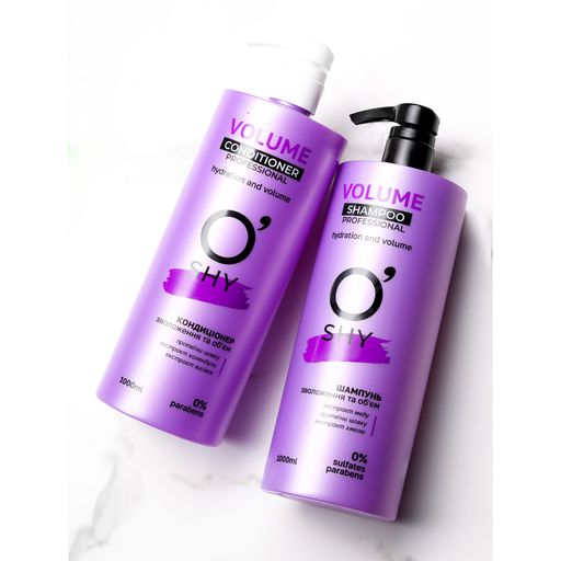 Бессульфатный шампунь для волос O'shy Volume Professional Shampoo Увлажнение и объем, 1 л