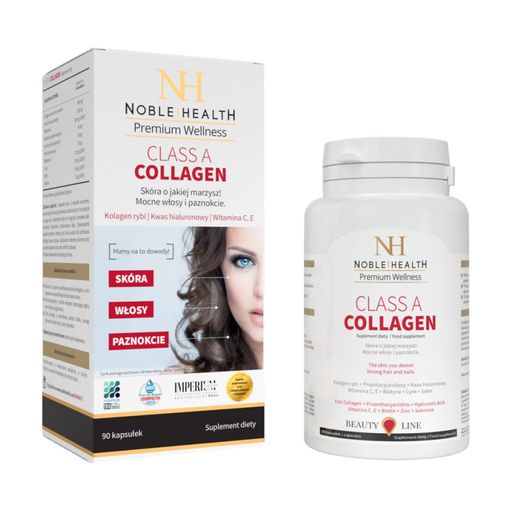 Комплекс для догляду за тілом, обличчям та волоссям Noble Health Premium Wellnes Collagen Class A, 90 капсул