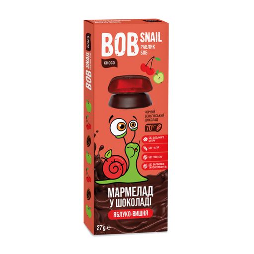 Мармелад Bob Snail Яблоко-вишня в черном шоколаде