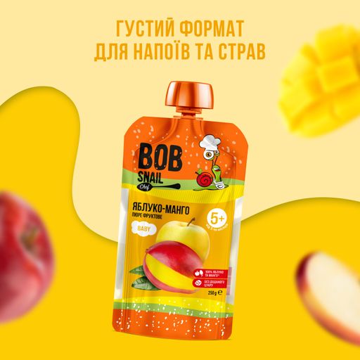 Пюре фруктовое Bob Snail Яблоко-Манго для детей от 5 месяцев, 250 г