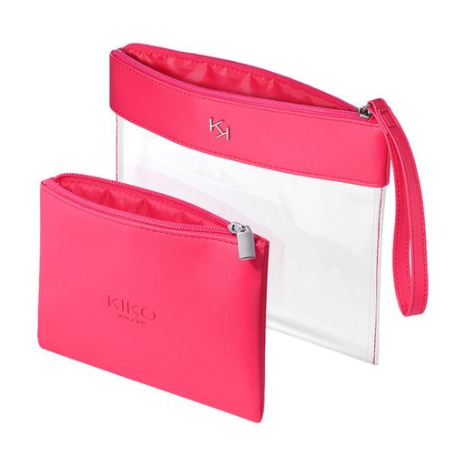 Косметичка Kiko Milano Transparent Beauty Case 02 прозрачная/фуксия