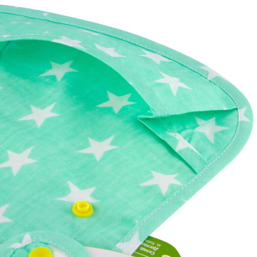 Непромокальний нагрудник з кишенею Еко Пупс Eсo Cotton ментол, зірочки, 21*30 см