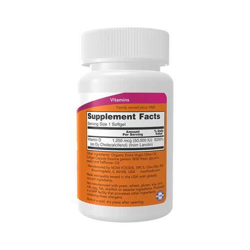 Вітамін Д3 NOW Foods Vitamin D3 50000 МО, 50 капсул