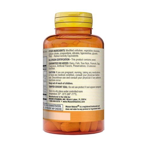 Витамины для глаз с лютеином Mason Natural Vision Vitamins Plus Lutein, 60 таблеток