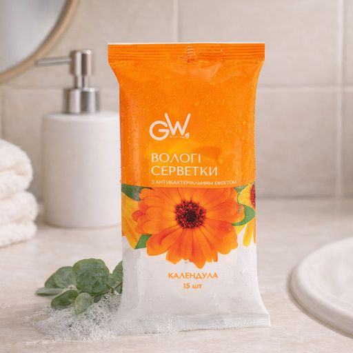 Влажные салфетки Green Way ФітоЛінія с экстрактом календулы, 15 шт