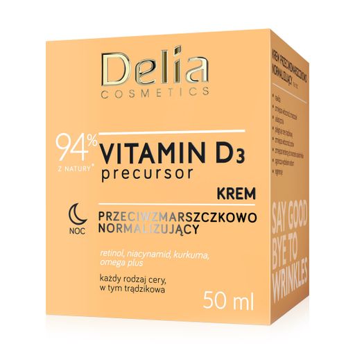 Ночной крем для лица против морщин Delia Cosmetics Vitamin D3 Precursor Night Cream с витамином D3, 50 мл