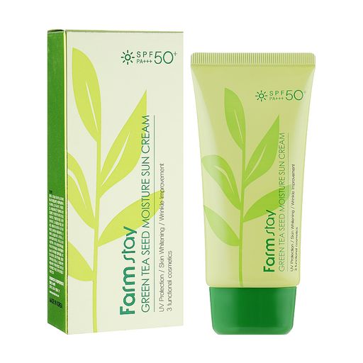 Уцінка! Зволожувальний сонцезахисний крем для обличчя FarmStay Green Tea Seed Moisture Sun Cream SPF 50+/PA+++, 70 мл