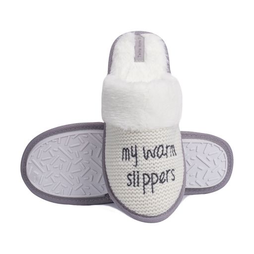 Женские комнатные тапочки Twins My Warm Slippers закрытые, с вышивкой, белые