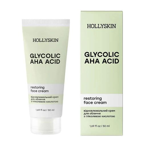 Восстанавливающий крем для лица Hollyskin Glycolic AHA Acid Face Cream с гликолевой кислотой, 50 мл