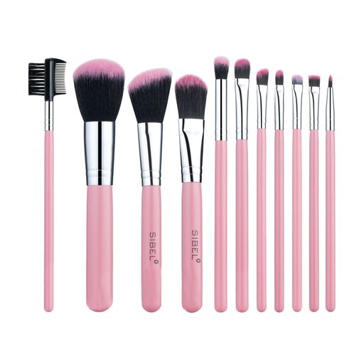 Набор кистей для макияжа Sibel Cosmetic Brushes Pink Flamingo, розовый, 11 предметов