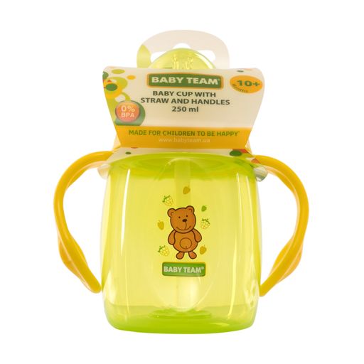 Поильник с трубочкой и ручками Baby Team от 10 месяцев, 250 мл (5003)